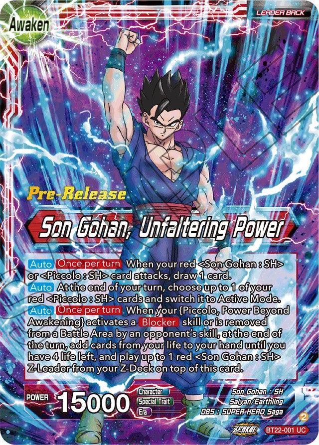 Son Gohan // Son Gohan, Unfaltering Power (BT22-001) [Critical Blow Prerelease Promos] - POKÉ JEUX