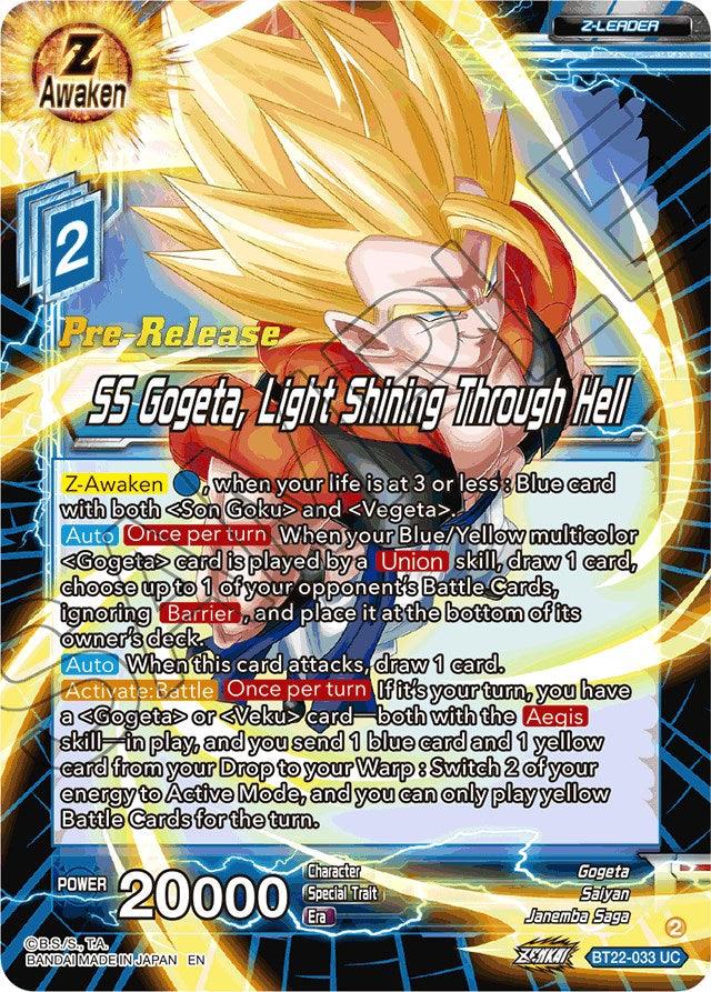 SS Gogeta, Light Shining Through Hell (BT22-033) [Critical Blow Prerelease Promos] - POKÉ JEUX