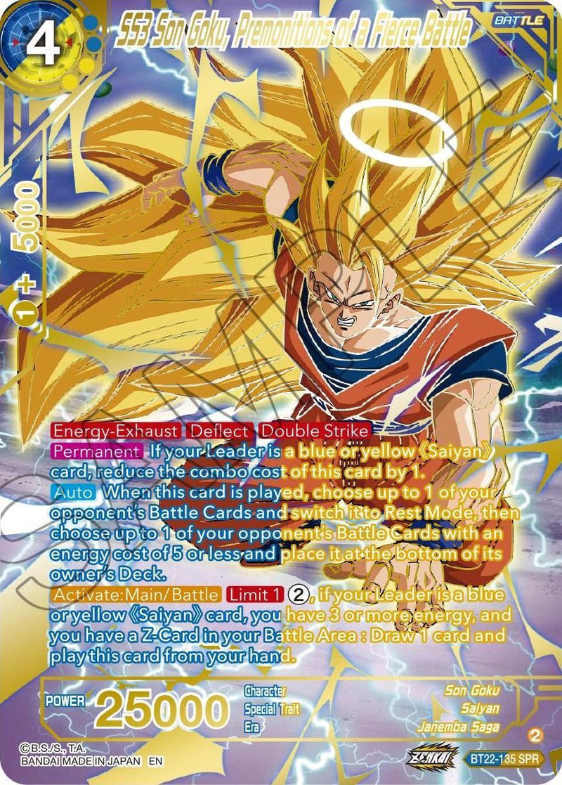 SS3 Son Goku, Premonitions of a Fierce Battle (SPR) (BT22-135) [Critical Blow] - POKÉ JEUX