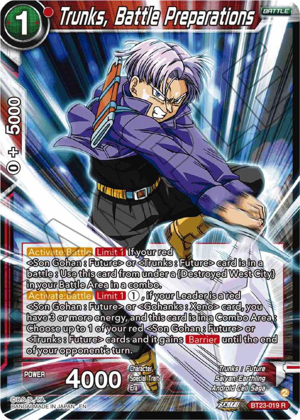 Trunks, Battle Preparations (BT23-019) [Perfect Combination] - POKÉ JEUX