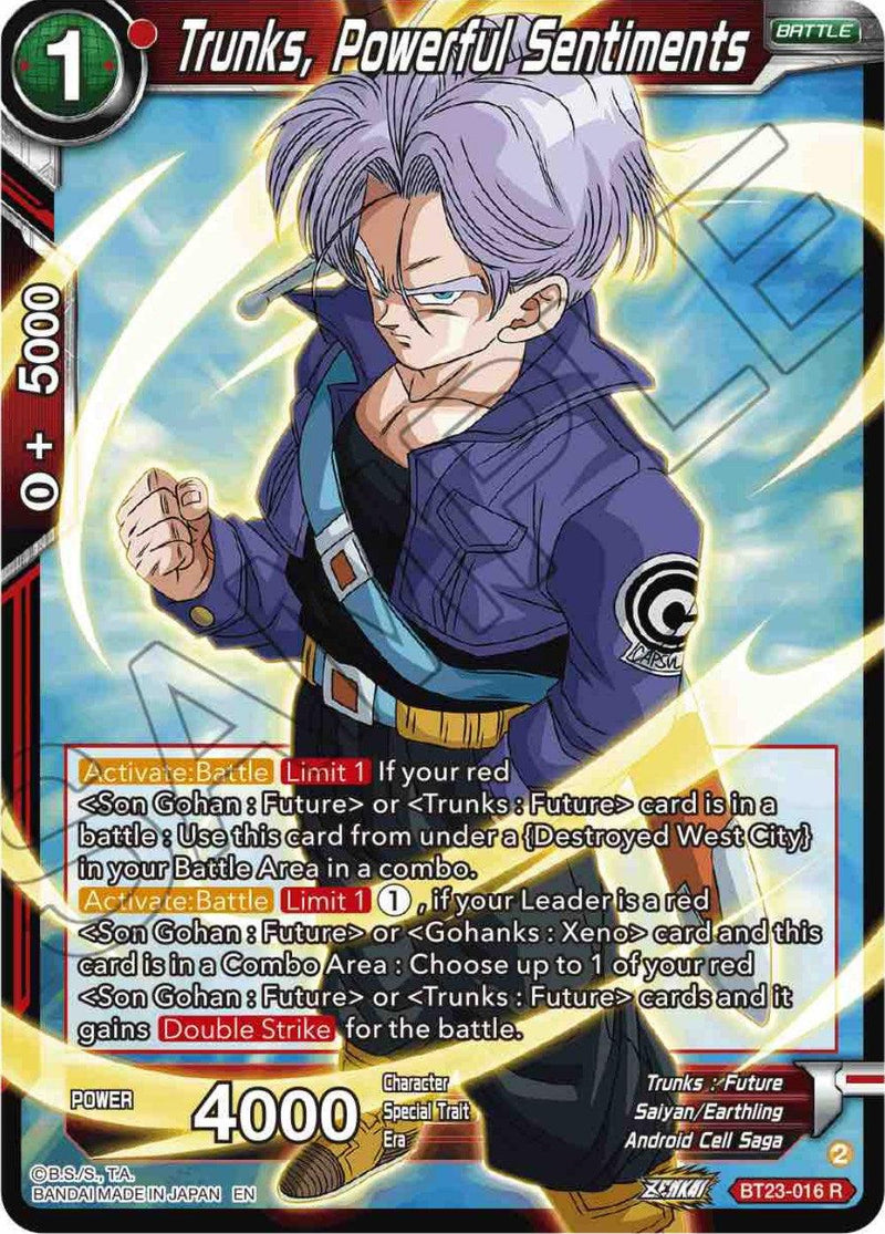 Trunks, Powerful Sentiments (BT23-016) [Perfect Combination] - POKÉ JEUX