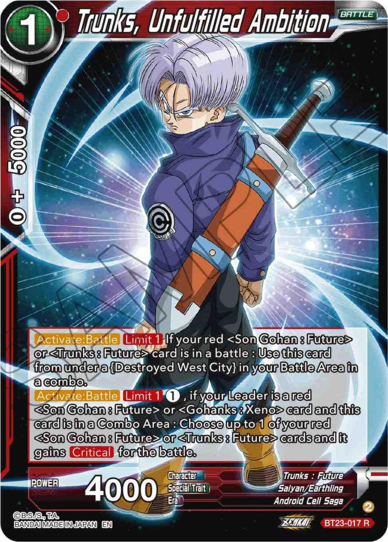 Trunks, Unfulfilled Ambition (BT23-017) [Perfect Combination] - POKÉ JEUX