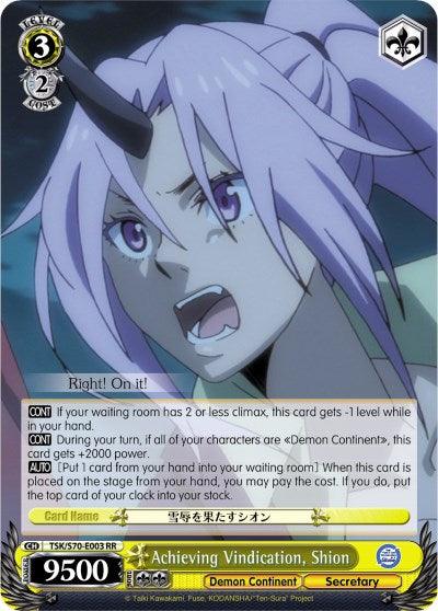 Achieving Vindication, Shion (TSK/S70-E003 RR) [That Time I Got Reincarnated as a Slime] - POKÉ JEUX