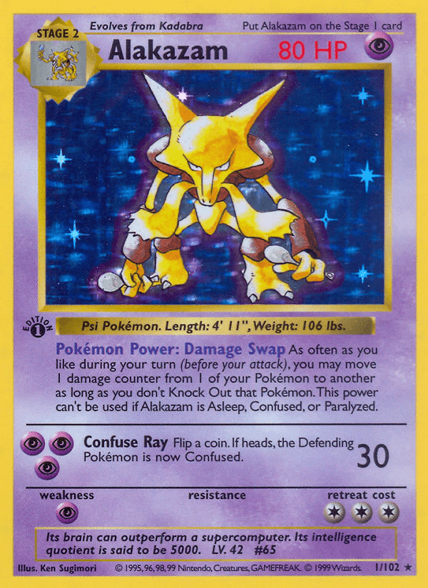 Alakazam (1/102) (Shadowless) [Base Set 1st Edition] - POKÉ JEUX