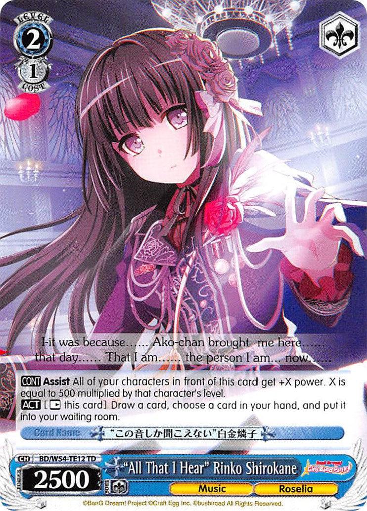 "All That I Hear" Rinko Shirokane (BD/W54-TE12 TD) [BanG Dream! Girls Band Party!] - POKÉ JEUX