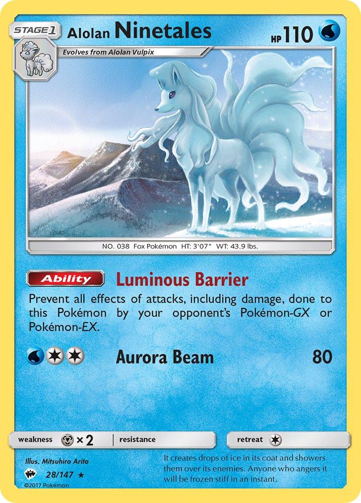 Alolan Ninetales (28/147) (Water Web Holo) (Theme Deck Exclusives) [Sun & Moon: Burning Shadows] - POKÉ JEUX