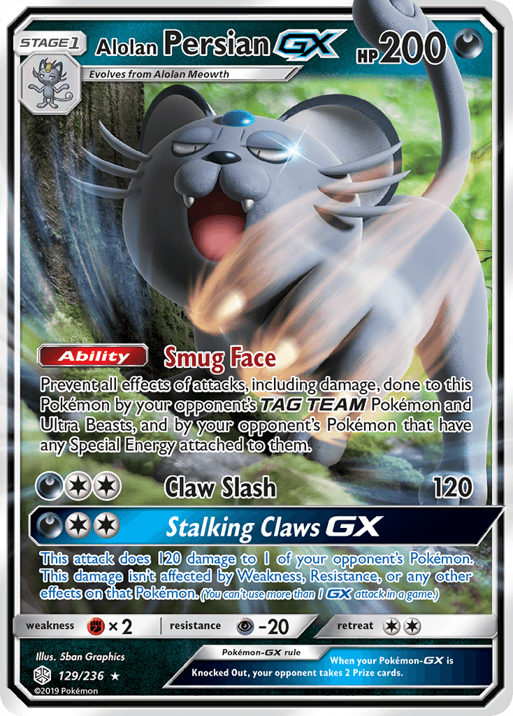 Alolan Persian GX (129/236) [Sun & Moon: Cosmic Eclipse] - POKÉ JEUX