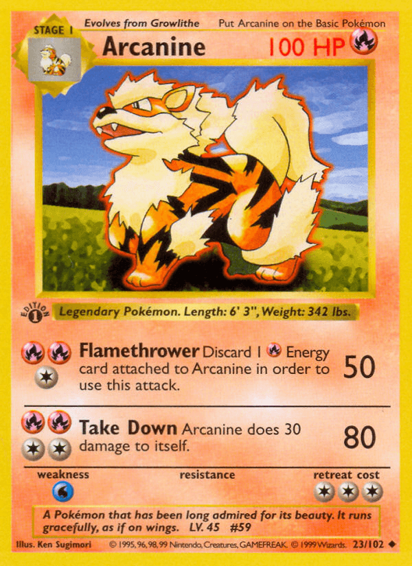 Arcanine (23/102) (Shadowless) [Base Set 1st Edition] - POKÉ JEUX