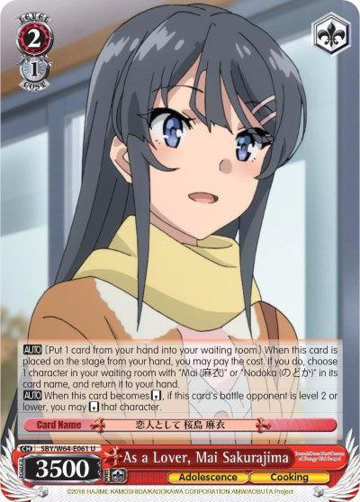 As a Lover, Mai Sakurajima (SBY/W64-E061 U) [Rascal Does Not Dream of Bunny Girl Senpai] - POKÉ JEUX