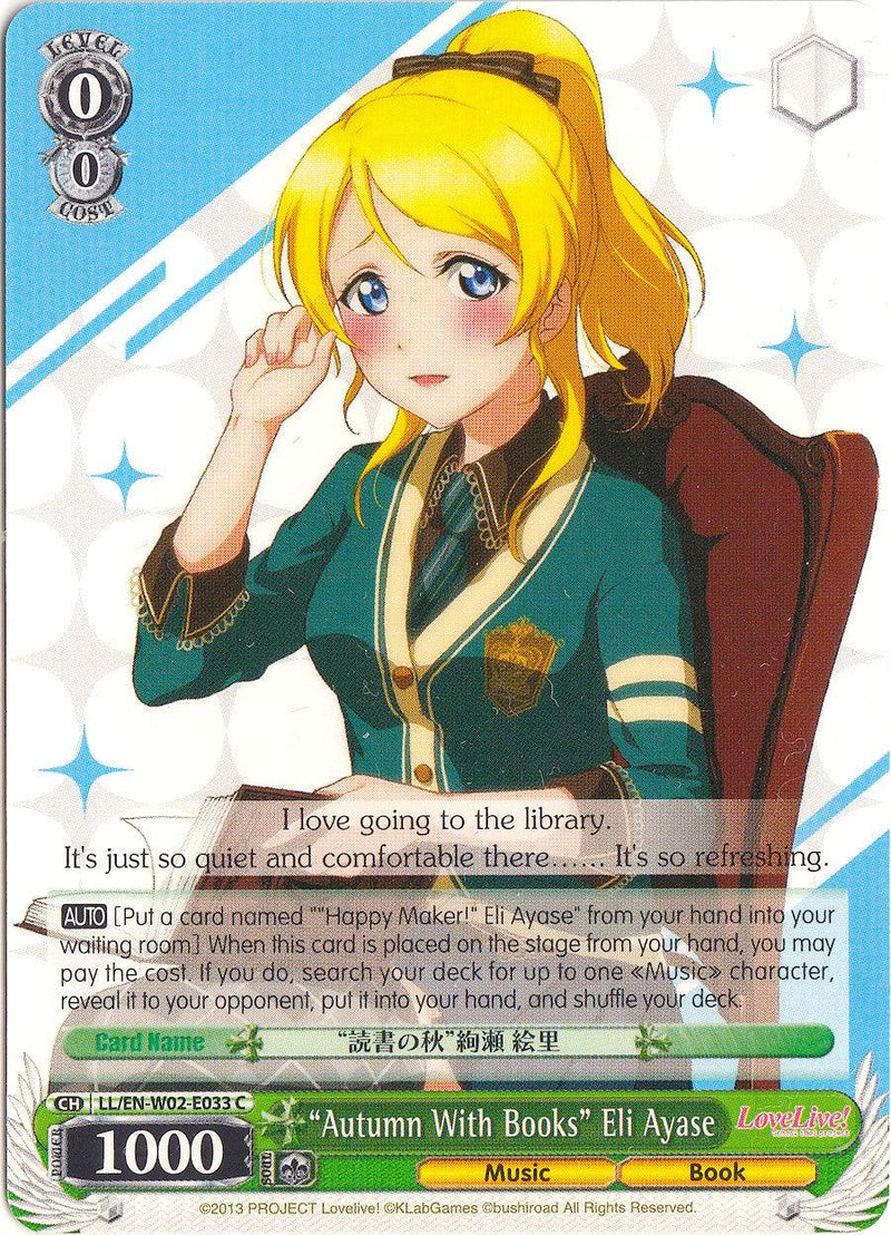 "Autumn With Books" Eli Ayase (LL/EN-W02-E033 C) [Love Live! DX Vol.2] - POKÉ JEUX