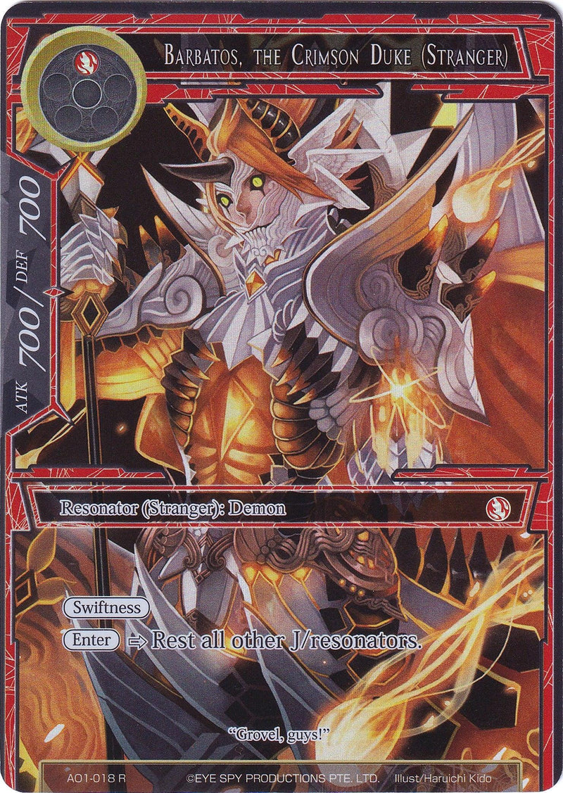 Barbatos, the Crimson Duke (Stranger) (Full Art) (AO1-018) [Alice Origin] - POKÉ JEUX