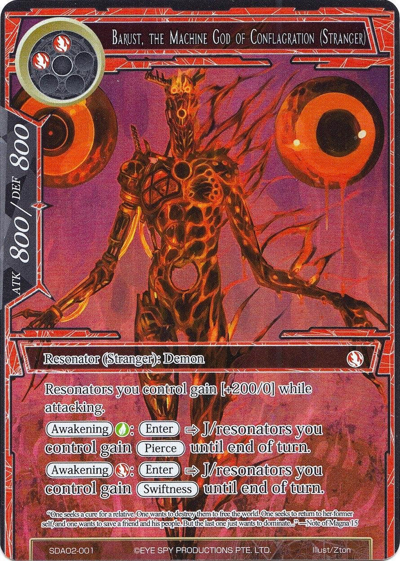 Barust, the Machine God of Conflagration (Stranger) (Full Art) (SDAO2-001) [Alice Origin II Starter Deck] - POKÉ JEUX