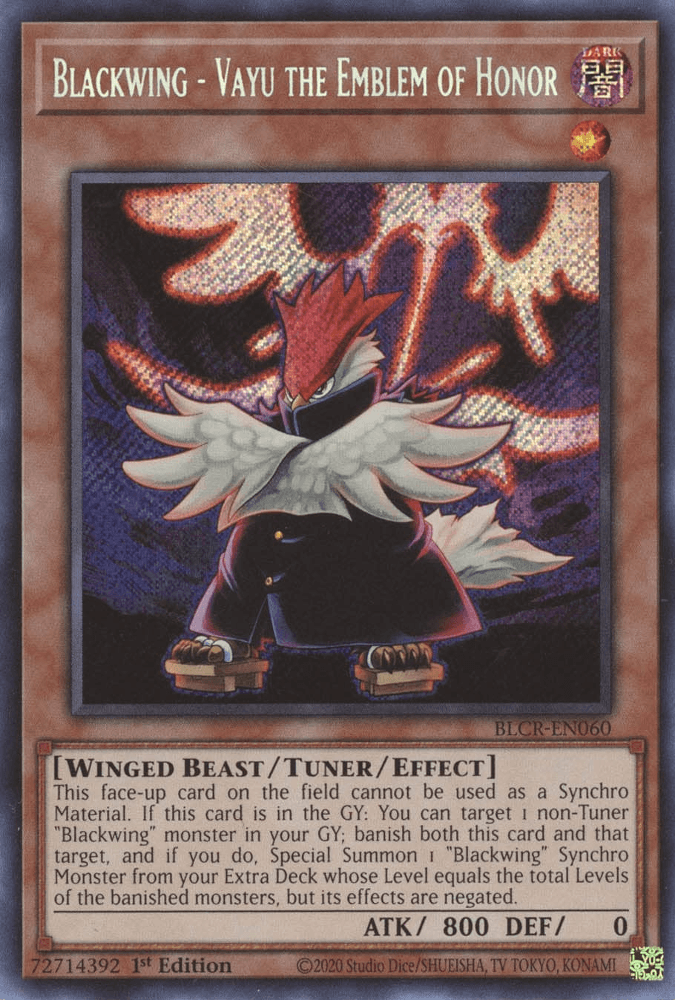 Blackwing - Vayu the Emblem of Honor [BLCR-EN060] Secret Rare - POKÉ JEUX