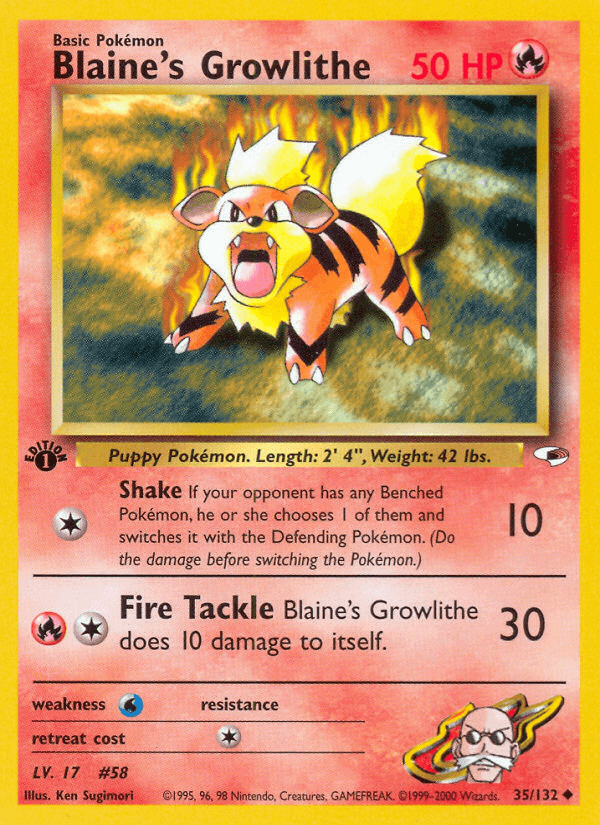 Blaine's Growlithe (35/132) [Gym Heroes 1st Edition] - POKÉ JEUX