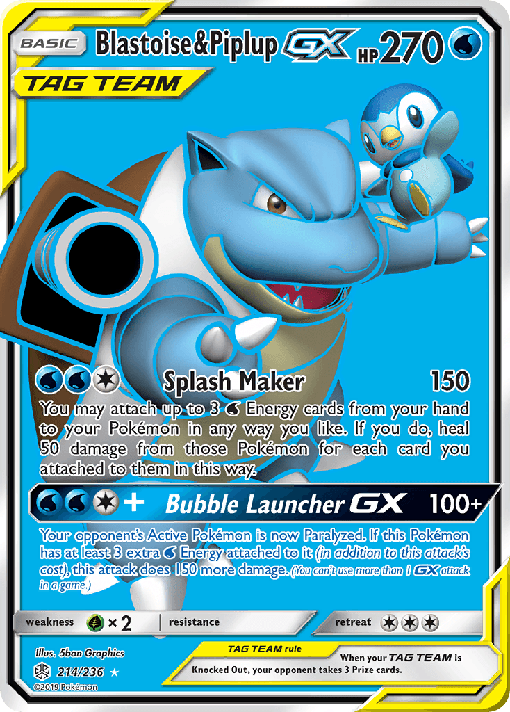 Blastoise & Piplup GX (214/236) [Sun & Moon: Cosmic Eclipse] - POKÉ JEUX