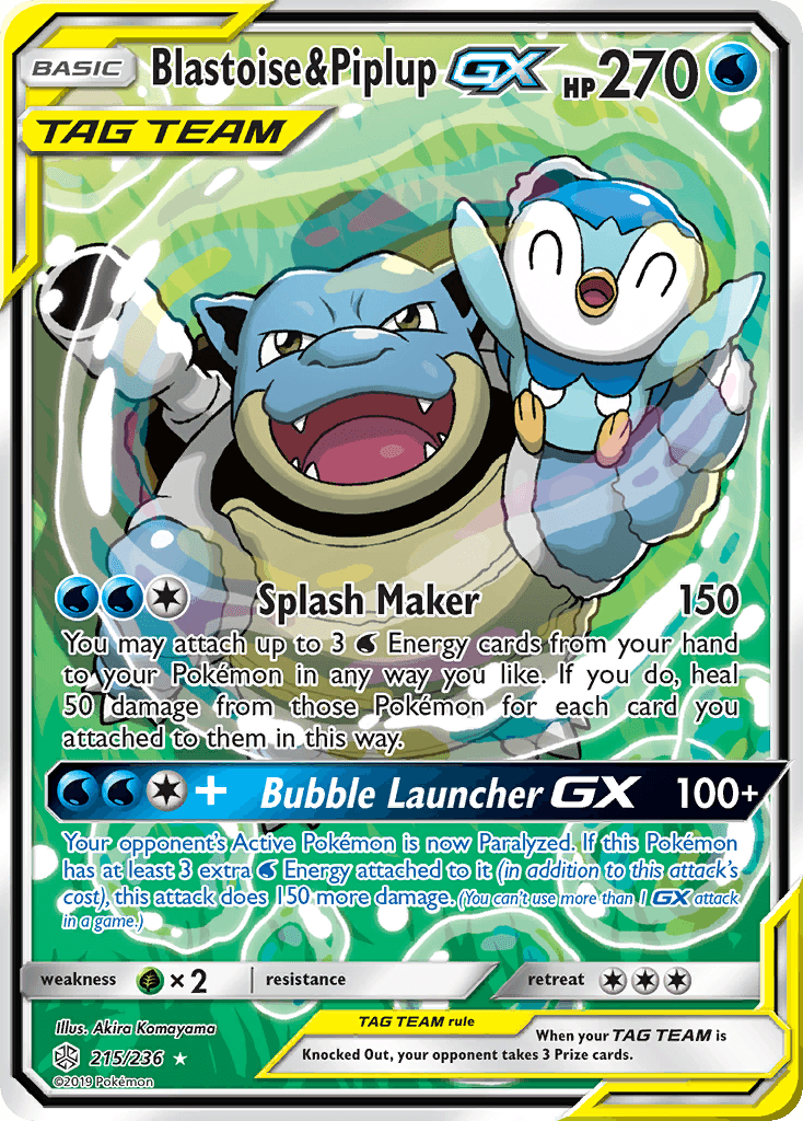 Blastoise & Piplup GX (215/236) [Sun & Moon: Cosmic Eclipse] - POKÉ JEUX