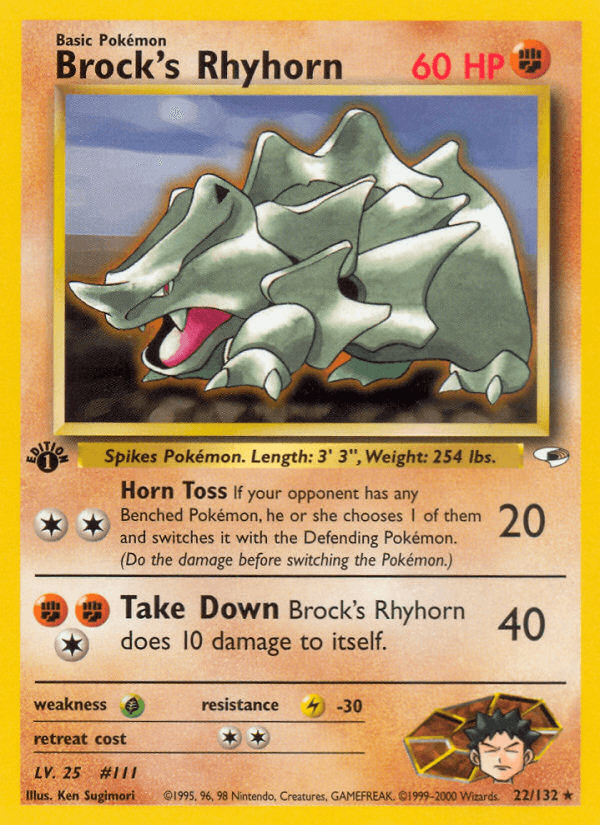 Brock's Rhyhorn (22/132) [Gym Heroes 1st Edition] - POKÉ JEUX