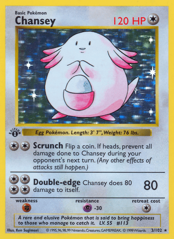 Chansey (3/102) (Shadowless) [Base Set 1st Edition] - POKÉ JEUX