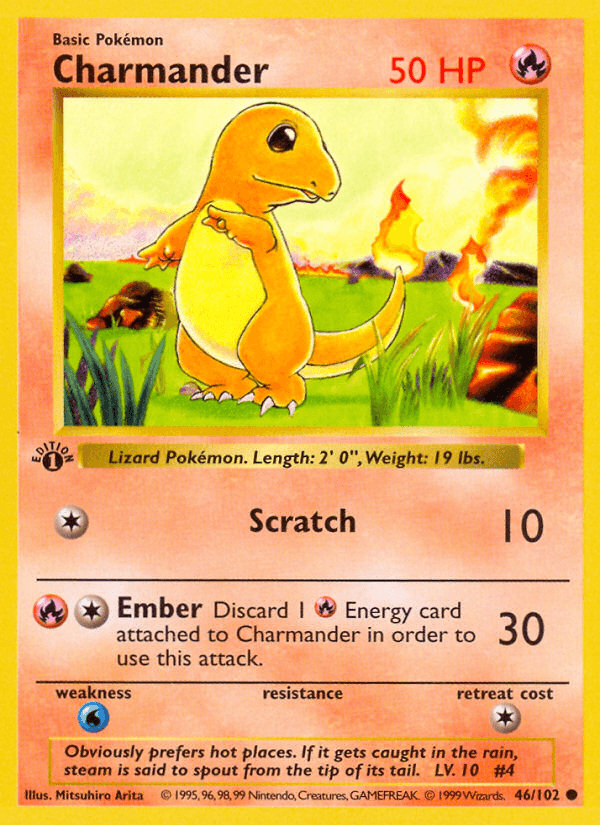 Charmander (46/102) (Shadowless) [Base Set 1st Edition] - POKÉ JEUX