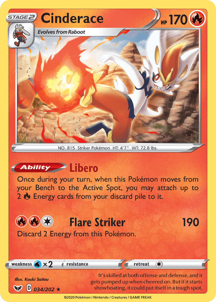 Cinderace (034/202) [Sword & Shield: Base Set] - POKÉ JEUX