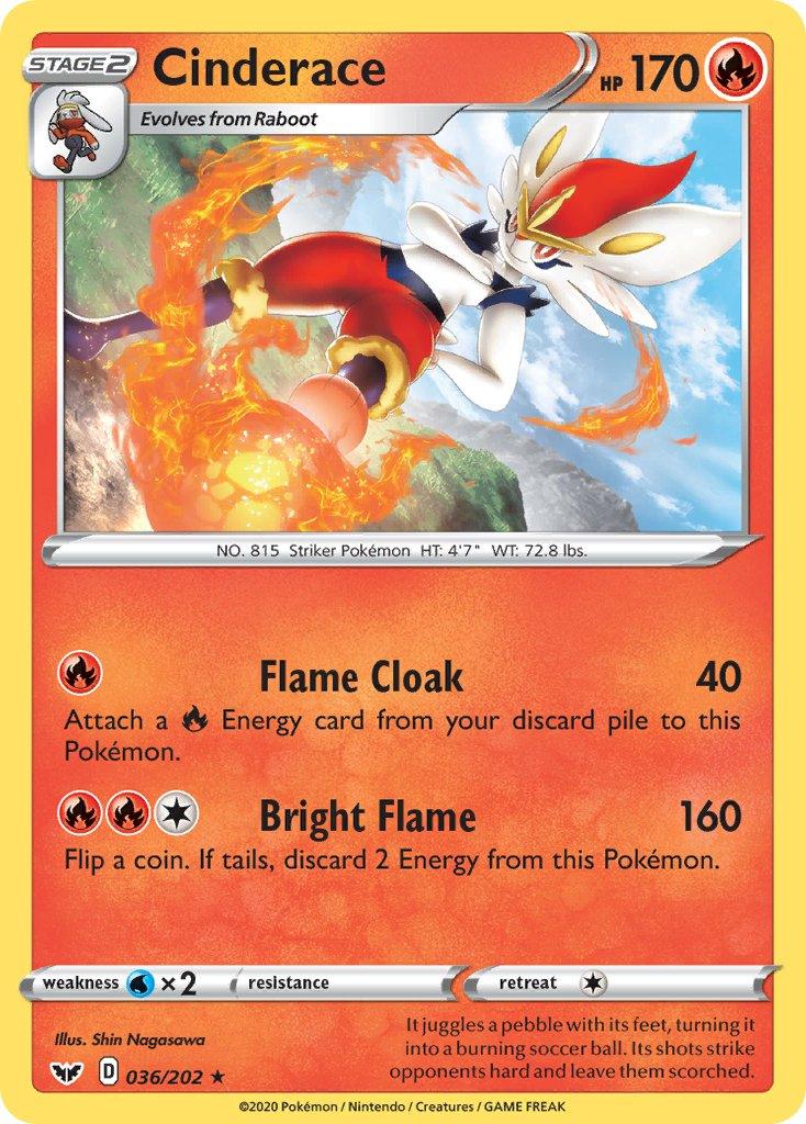 Cinderace (036/202) (Cracked Ice Holo) (Theme Deck Exclusives) [Sword & Shield: Base Set] - POKÉ JEUX