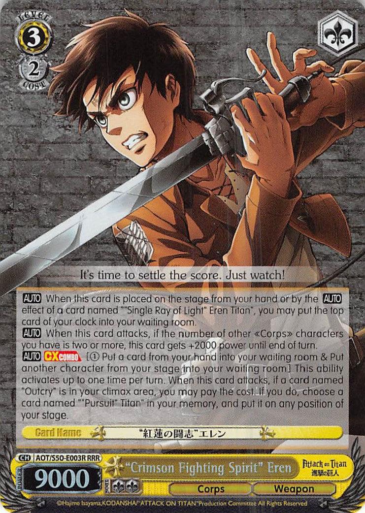 "Crimson Fighting Spirit" Eren (AOT/S50-E003R RRR) [Attack on Titan Vol. 2] - POKÉ JEUX