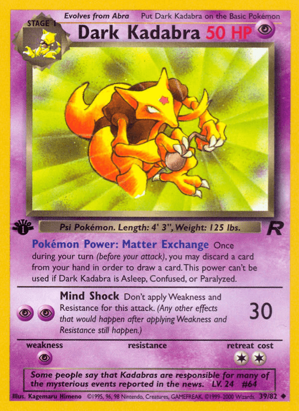 Dark Kadabra (39/82) [Team Rocket 1st Edition] - POKÉ JEUX