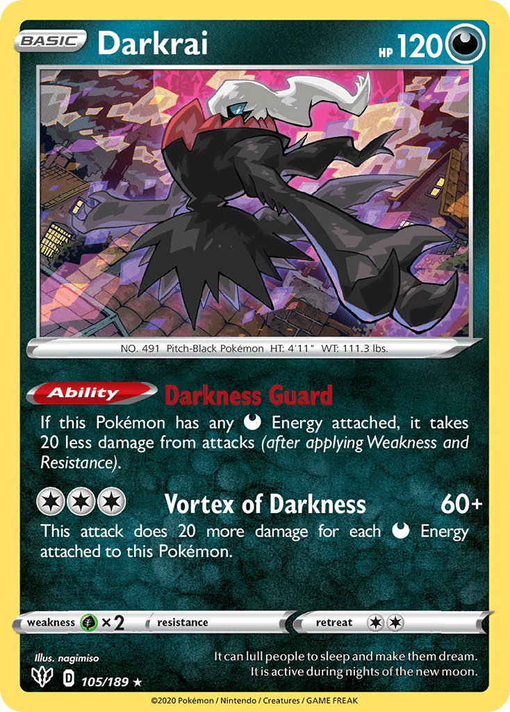 Darkrai (105/189) (Cosmos Holo) [Sword & Shield: Darkness Ablaze] - POKÉ JEUX