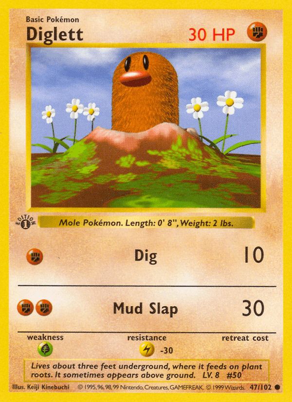 Diglett (47/102) (Shadowless) [Base Set 1st Edition] - POKÉ JEUX