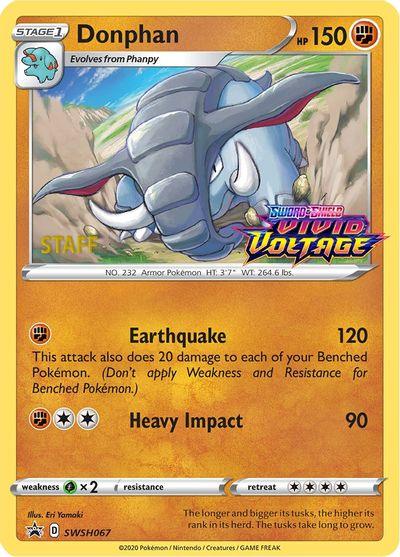 Donphan (SWSH067) (Staff Prerelease Promo) [Sword & Shield: Black Star Promos] - POKÉ JEUX