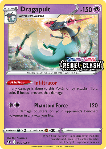 Dragapult (091/192) (Rebel Clash Stamped) [Sword & Shield: Black Star Promos] - POKÉ JEUX