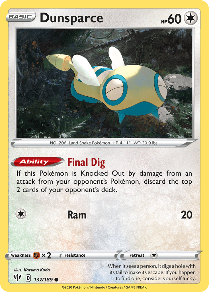 Dunsparce (137/189) [Sword & Shield: Darkness Ablaze] - POKÉ JEUX