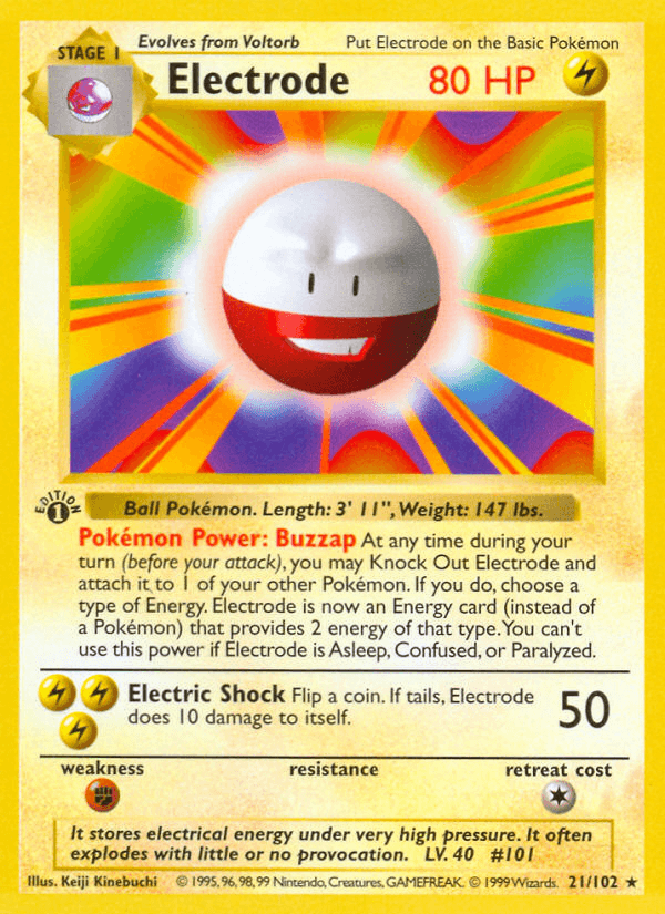 Electrode (21/102) (Shadowless) [Base Set 1st Edition] - POKÉ JEUX