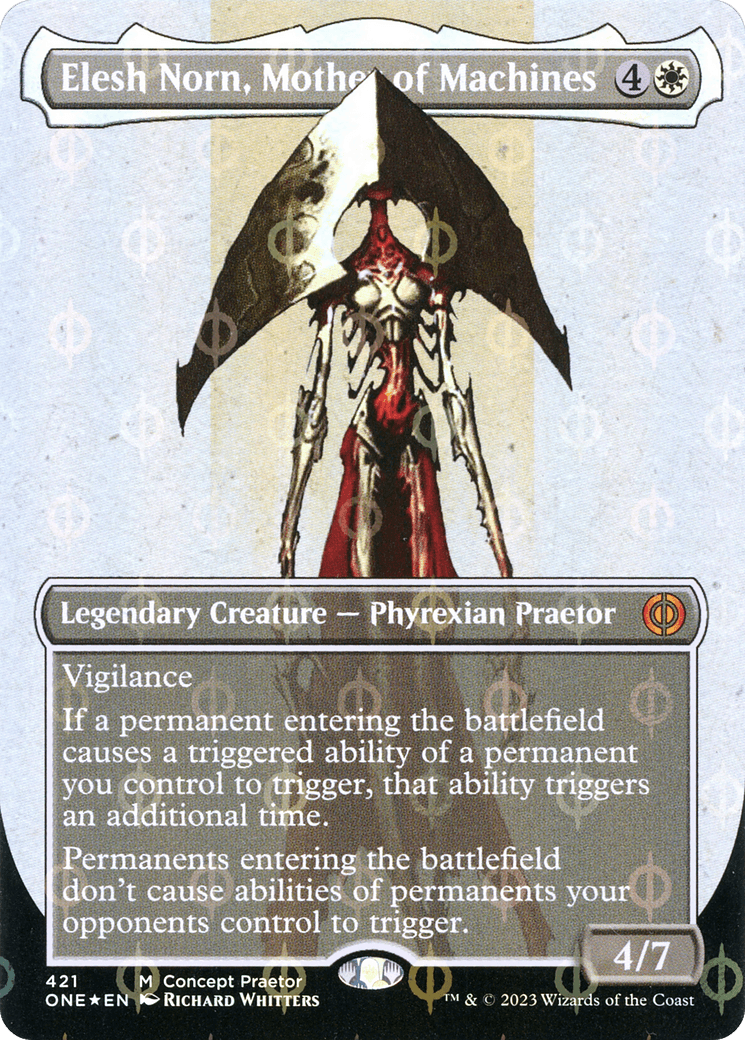 Elesh Norn, Mother of Machines (Borderless Concept Praetors Step-and-Compleat Foil) [Phyrexia: All Will Be One] - POKÉ JEUX