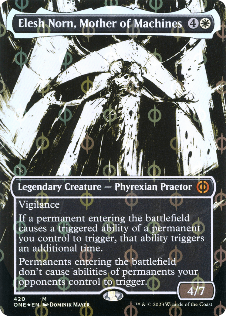 Elesh Norn, Mother of Machines (Borderless Ichor Step-and-Compleat Foil) [Phyrexia: All Will Be One] - POKÉ JEUX