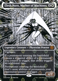 Elesh Norn, Mother of Machines (Borderless Manga Step-and-Compleat Foil) [Phyrexia: All Will Be One] - POKÉ JEUX