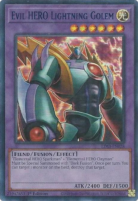 Evil HERO Lightning Golem (Blue) [LDS3-EN028] Ultra Rare - POKÉ JEUX