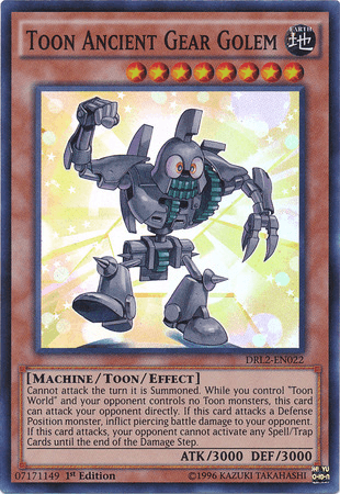 Toon Ancient Gear Golem [DRL2-EN022] Super Rare - POKÉ JEUX