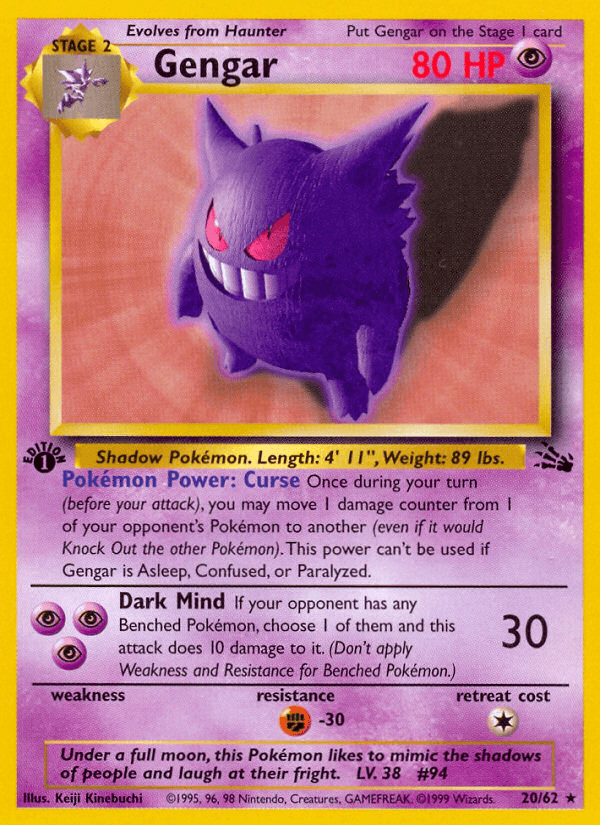 Gengar (20/62) [Fossil 1st Edition] - POKÉ JEUX