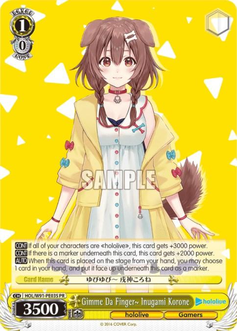 Gimme Da Finger~ Inugami Korone (HOL/W91-PE03 PR) (Bushiroad on the Road 2022) (Promo) [hololive production] - POKÉ JEUX