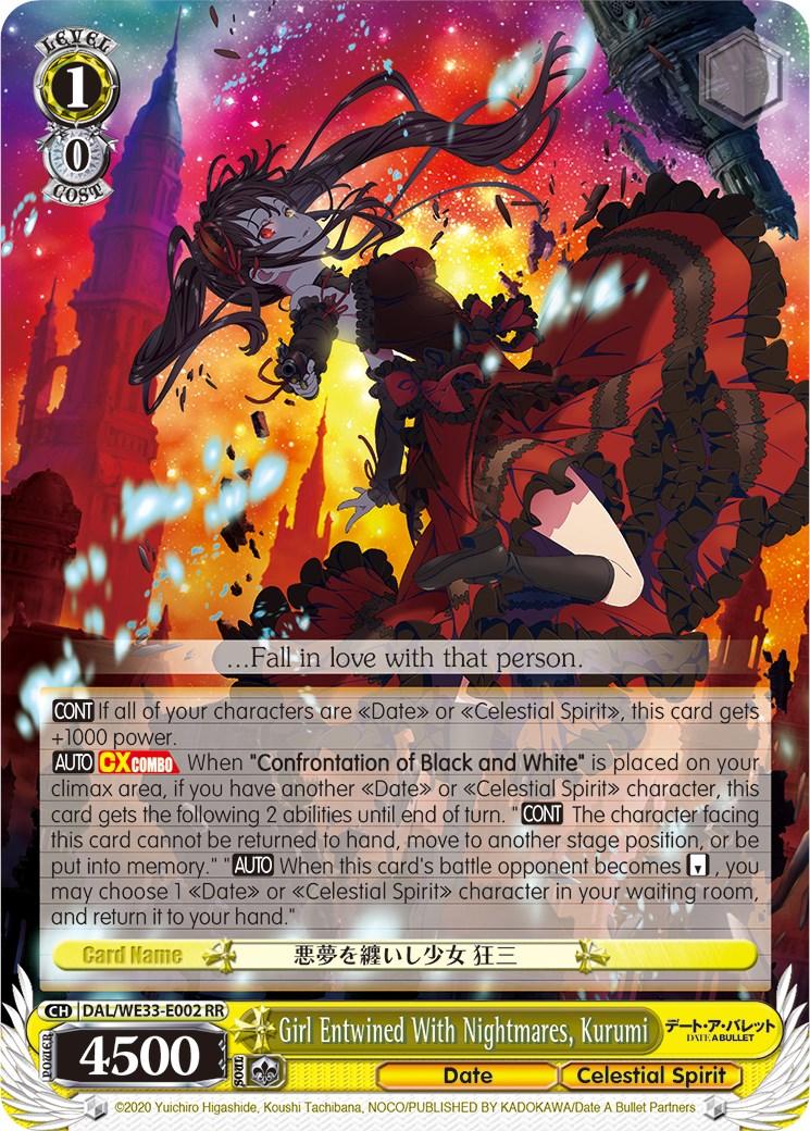 Girl Entwined With Nightmares, Kurumi (DAL/WE33-E002 RR) (Parallel Foil) [Date A Bullet] - POKÉ JEUX