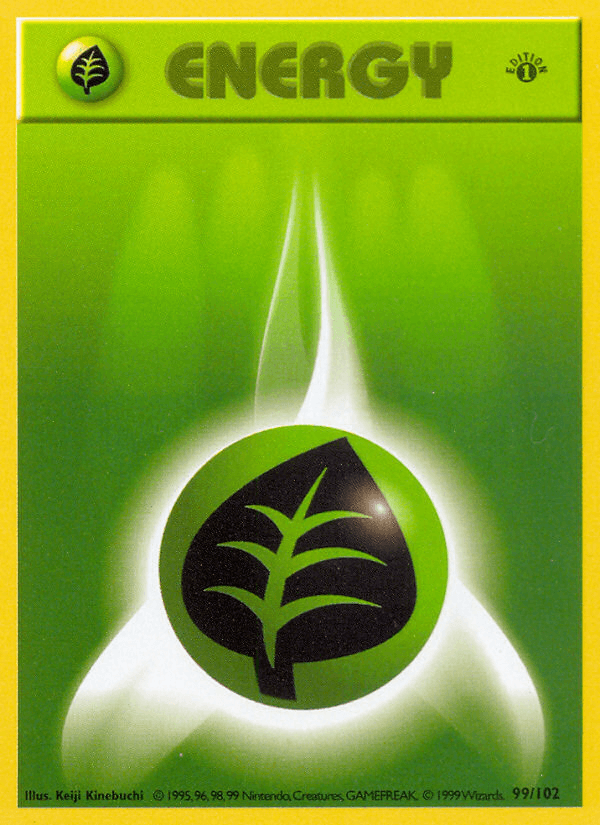 Grass Energy (99/102) (Shadowless) [Base Set 1st Edition] - POKÉ JEUX