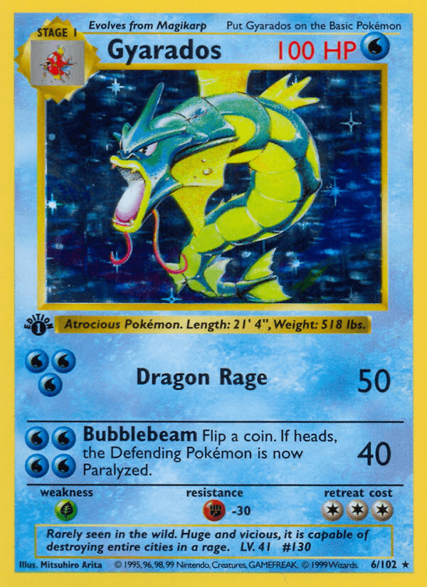 Gyarados (6/102) (Shadowless) [Base Set 1st Edition] - POKÉ JEUX