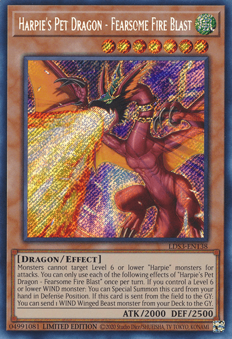 Harpie's Pet Dragon - Fearsome Fire Blast [LDS3-EN138] Secret Rare - POKÉ JEUX