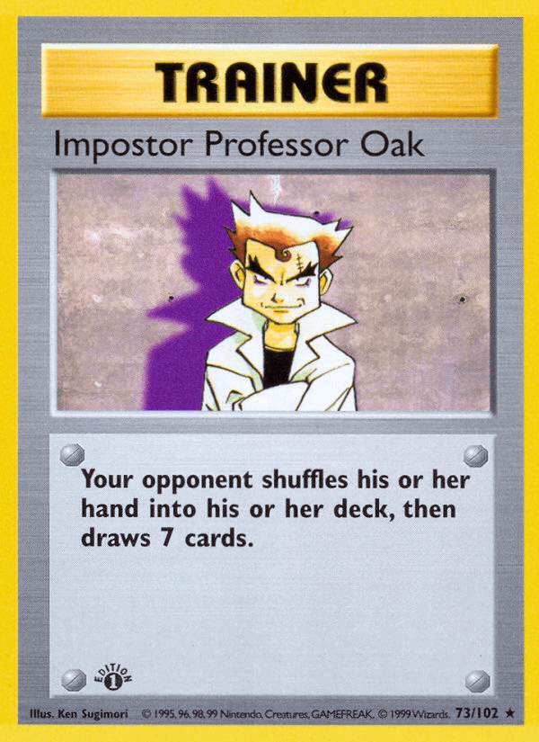 Impostor Professor Oak (73/102) (Shadowless) [Base Set 1st Edition] - POKÉ JEUX