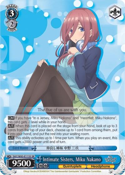 Intimate Sisters, Miku Nakano (5HY/W83-E115S SR) [The Quintessential Quintuplets] - POKÉ JEUX