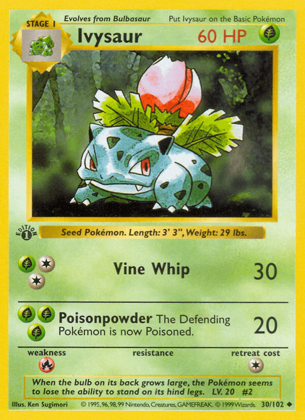 Ivysaur (30/102) (Shadowless) [Base Set 1st Edition] - POKÉ JEUX