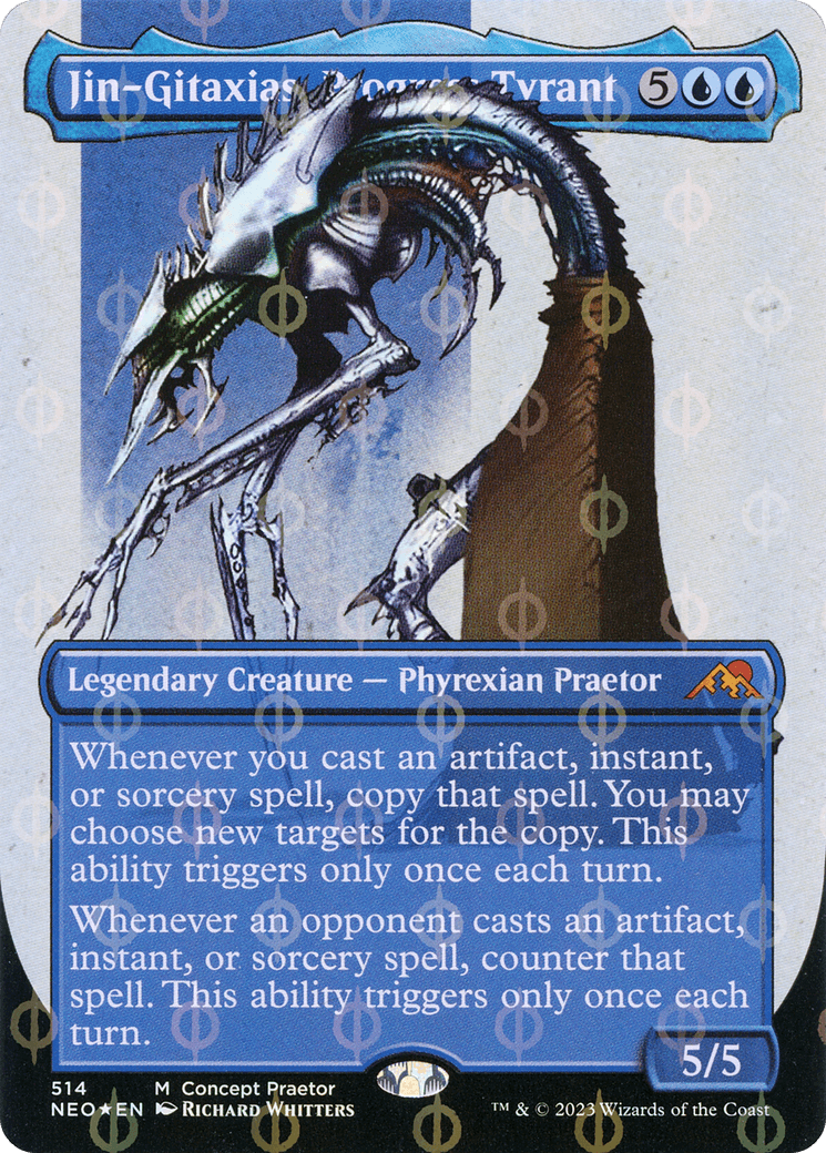 Jin-Gitaxias, Progress Tyrant (Borderless Concept Praetors Step-and-Compleat Foil) [Phyrexia: All Will Be One] - POKÉ JEUX