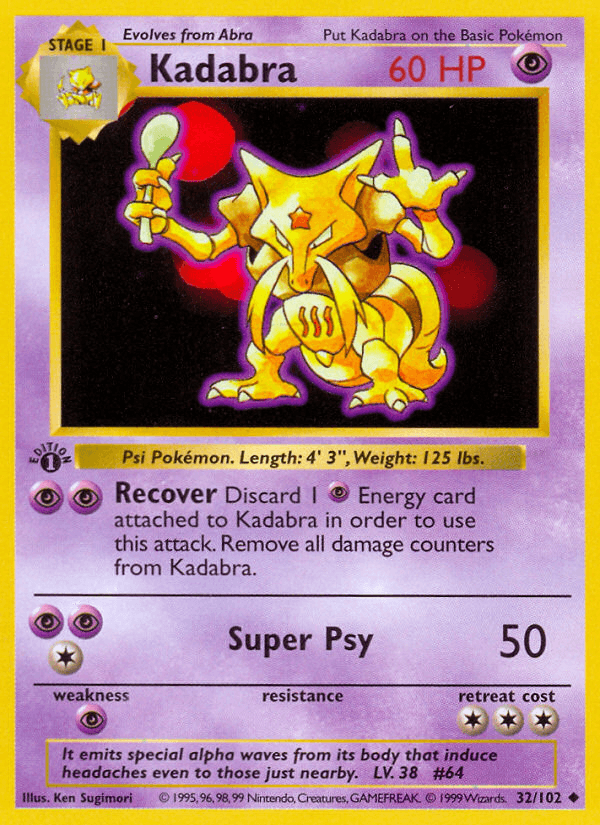 Kadabra (32/102) (Shadowless) [Base Set 1st Edition] - POKÉ JEUX