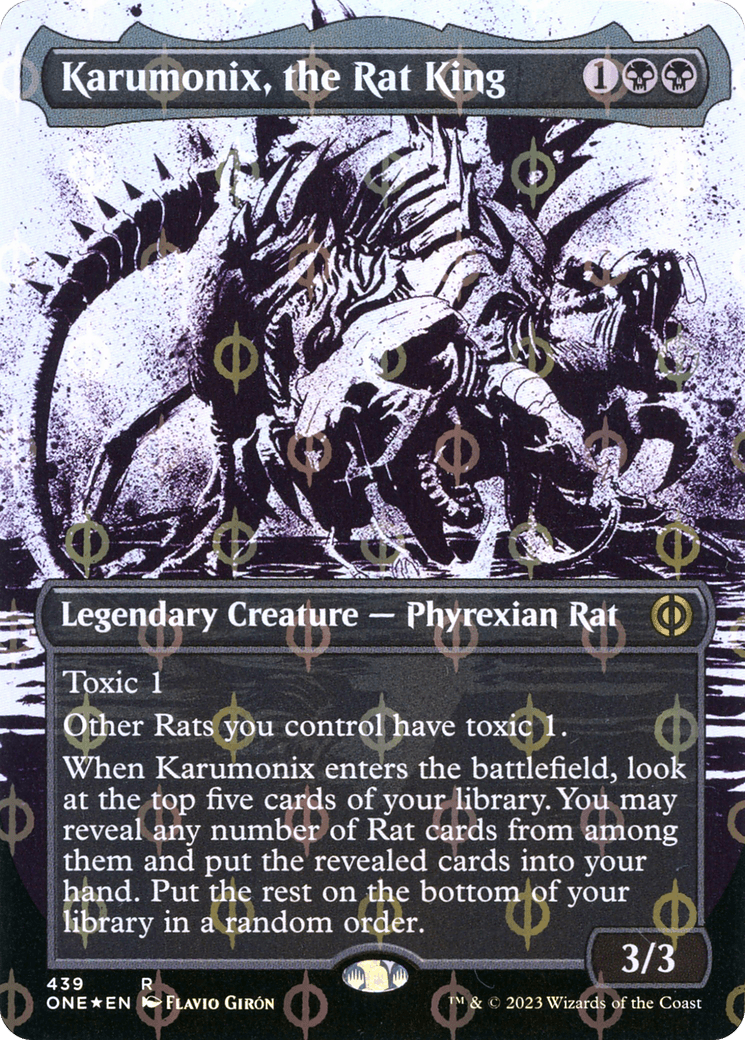 Karumonix, the Rat King (Borderless Ichor Step-and-Compleat Foil) [Phyrexia: All Will Be One] - POKÉ JEUX